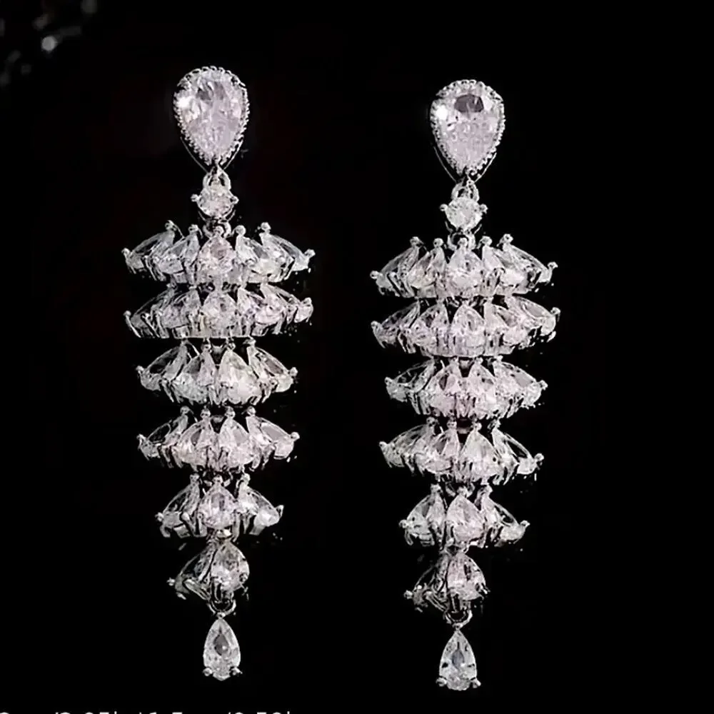 Tree Design Zircon Dangle Earrings, Wedding, Bridal, Anniversary